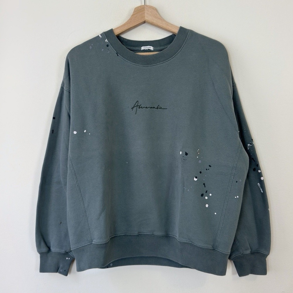 Abercrombie & Fitch Oversized Embroidered Paint Splatter Crewneck Sweatshirt XS